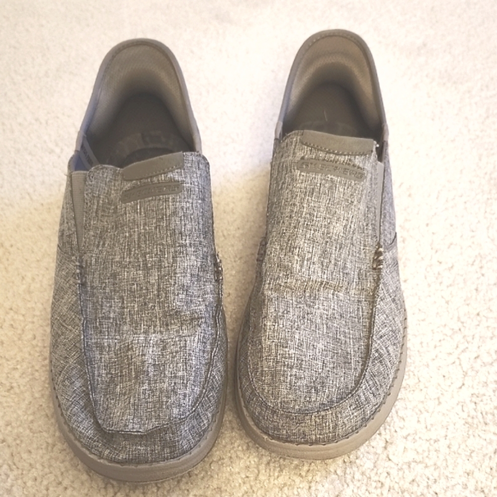 Gray Canvas Slip-On Loafers with Rubber Sole